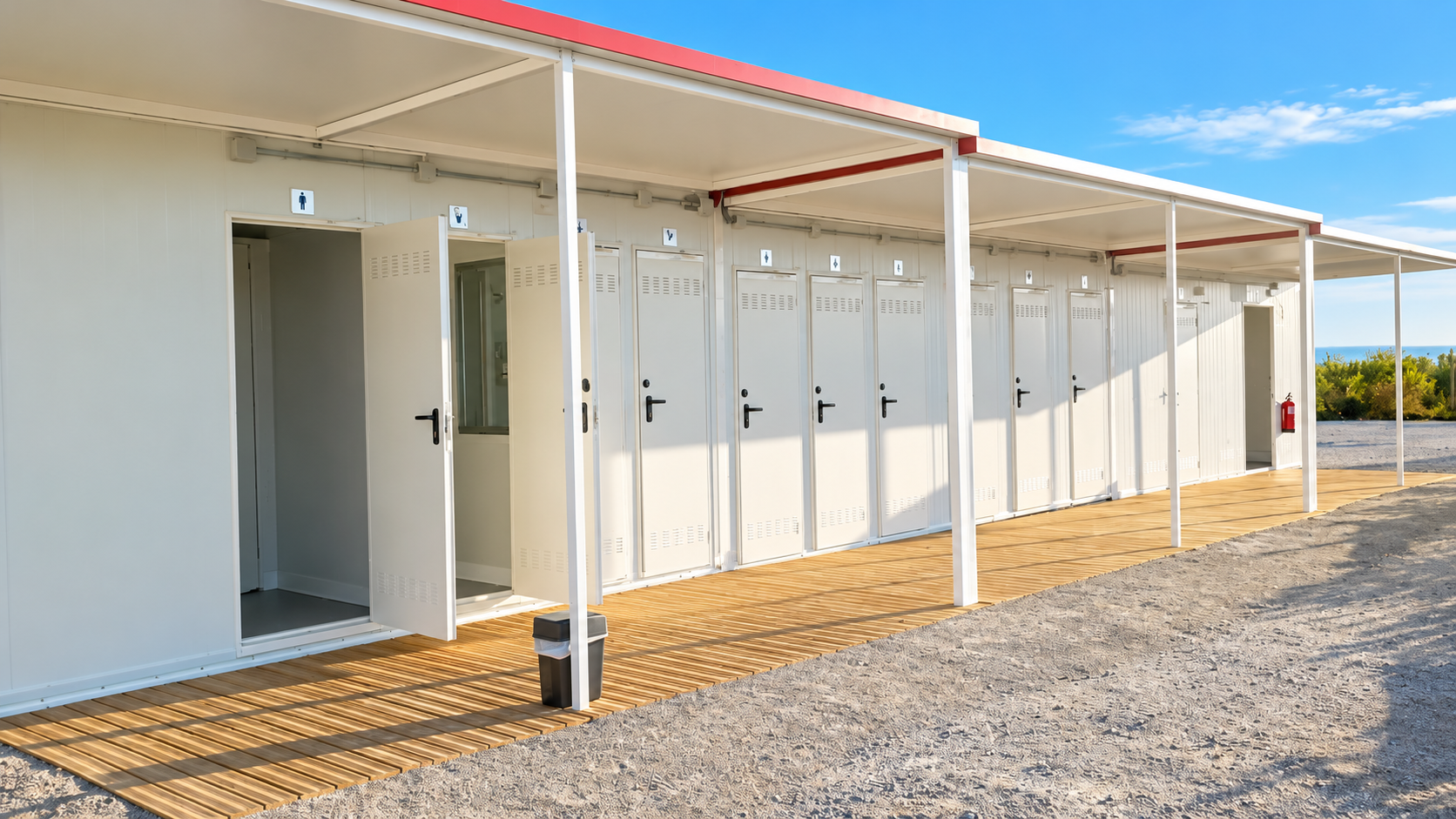 Edificio de servicios e instalaciones de Área Camper Bellavista.